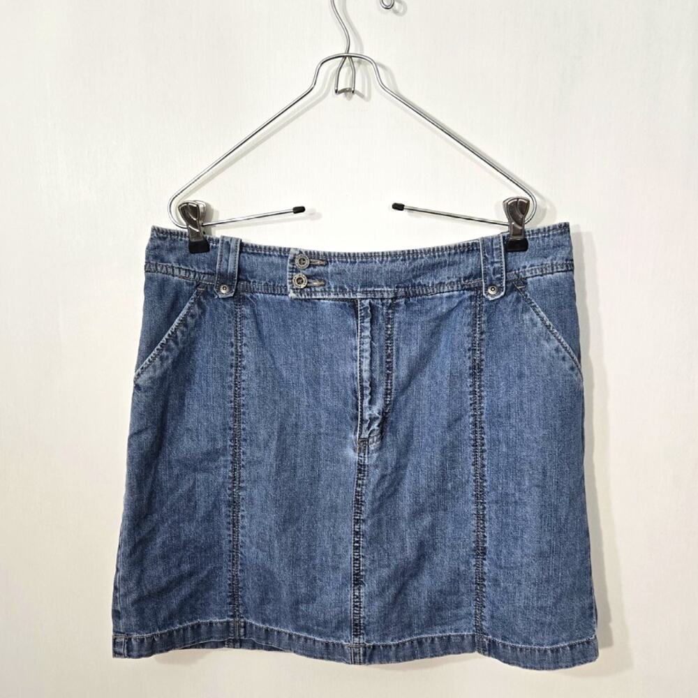 Sonoma Women's Blue Denim Straight Skirt Short Size 12 Pockets western 90s mom